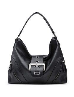 Hobo Handbags for Women Large Satchel Tote Bags Ladies Shoulder Bag Buckle Designer Roomy Purses PU Leather