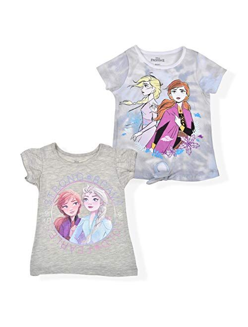 Disney Frozen Girls 2-Pack Tees, Knotted Shirt and Ruffle Sleeve Top