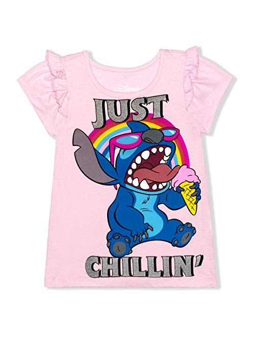Disney Girl's 2 Pack Lilo and Stitch Short Sleeves Tee Shirt Set, Kid’s Shirt Bundle