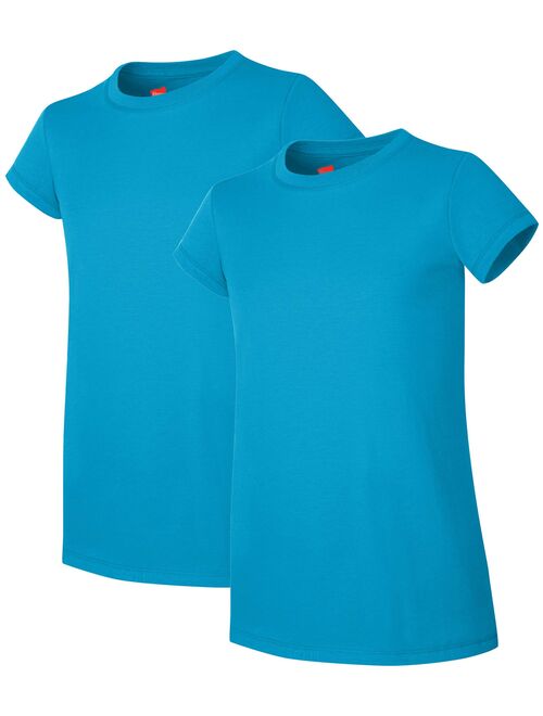Hanes Girls Basic Short Sleeve T-Shirts, 2-Pack, Sizes 4-16