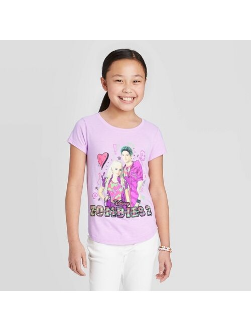 Girls' Disney Zombies and Cheerleaders Short Sleeve Graphic T-Shirt - Purple