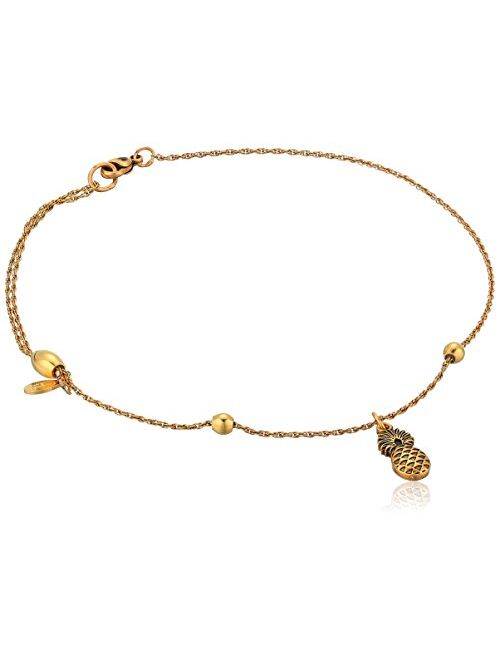 Alex and Ani Womens Pineapple Anklet, Rafaelian Gold, Expandable