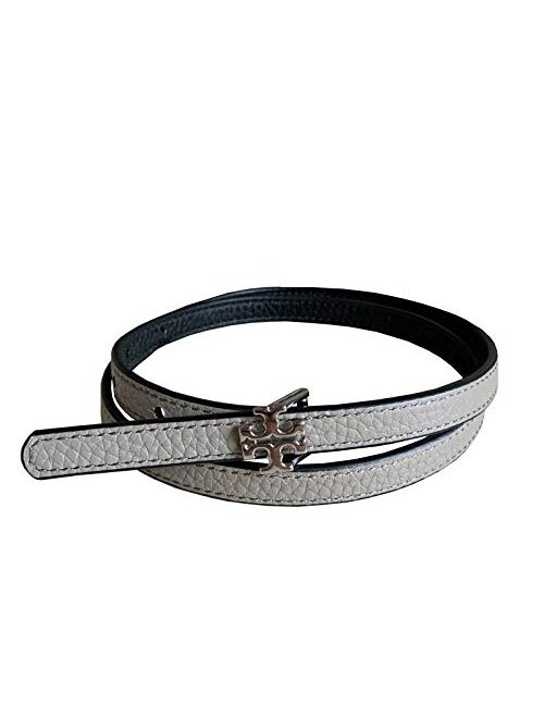 Tory Burch Women's 70424 Reversible Logo Belt 1/2 Waist Belt, Black/French Grey