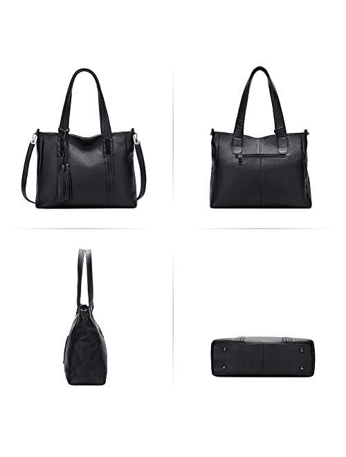 ALTOSY Leather Handbags for Women Large Shoulder Bag Tote Purse Ladies Crossbody Bag (S203 Black)