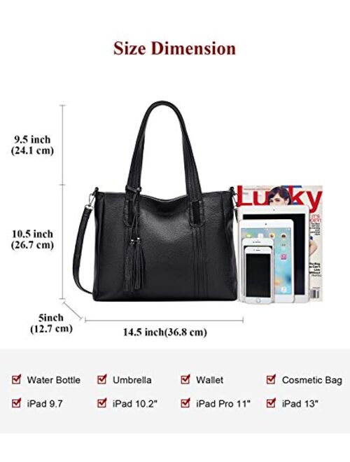 ALTOSY Leather Handbags for Women Large Shoulder Bag Tote Purse Ladies Crossbody Bag (S203 Black)
