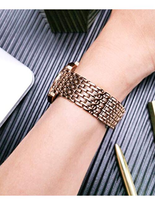 BINLUN Ultra Thin Mesh Stainless Steel Watch Band Light Watch Strap Polished Watch Bracelets Replacement 12mm/14mm/16mm/18mm/20mm/22mm for Men Women with Butterfly Buckle