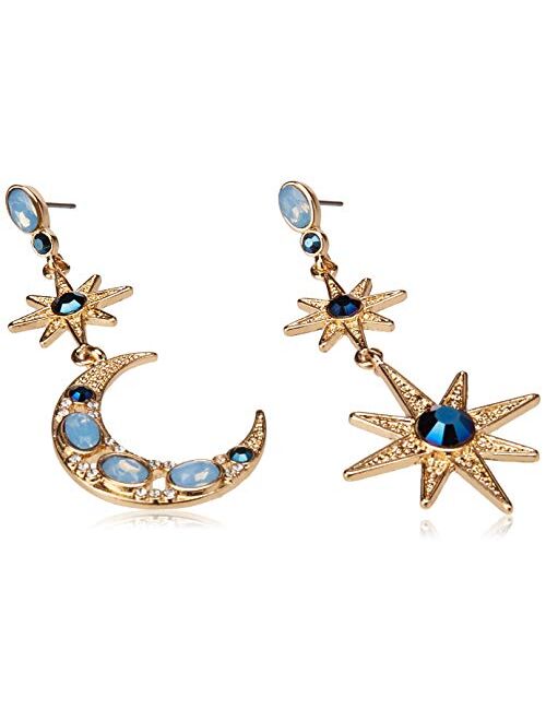 Betsey Johnson Celestial Moon & Star Drop Earrings