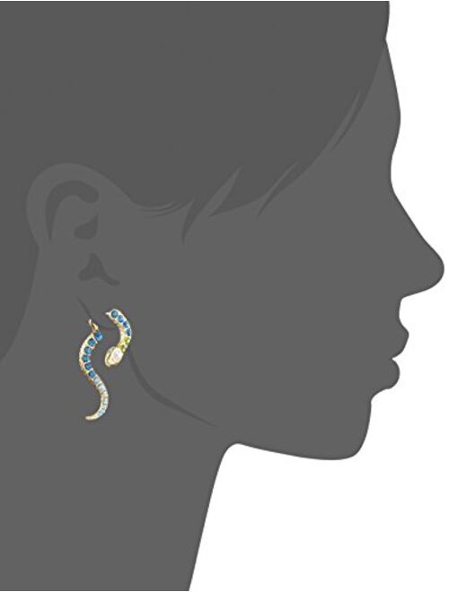 Betsey Johnson Pave Crystal Snake Front & Back Linear Earrings