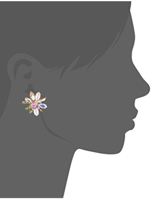 Betsey Johnson Mixed Stone Flower Stud Earrings