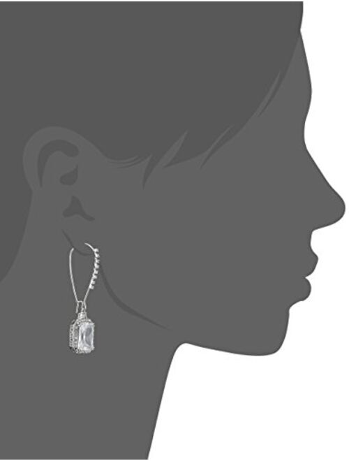Betsey Johnson "Cz Ears" Crystal Cubic Zirconia Square Long Drop Earrings