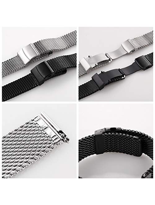 Fossil EACHE Stainless Steel Thick Mesh Watch Bands for Mens, Quick Release Adjustable Heavy Duty Mesh Watch Straps 18mm 20mm 22mm
