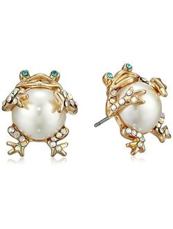 Pearl Critters Frog Stud Earrings
