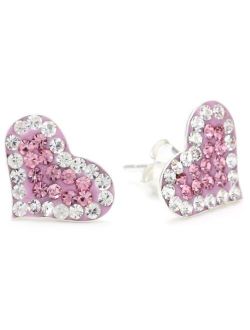 Pink Pave Heart Stud Earrings