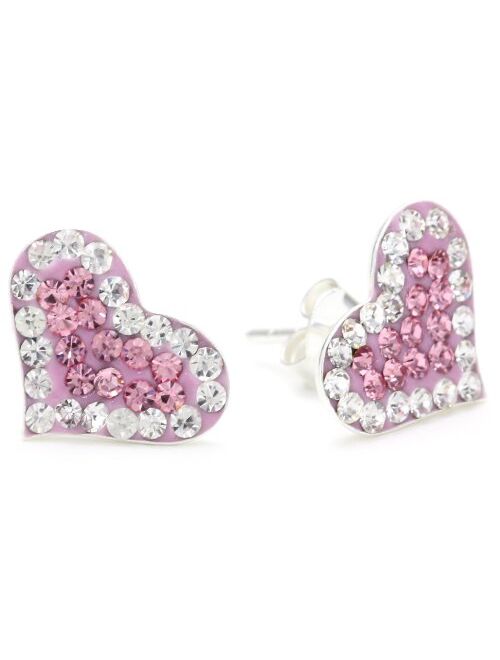 Betsey Johnson Pink Pave Heart Stud Earrings