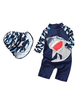 Yober Baby Boys Kids Swimsuit One Piece Toddlers Zipper Bathing Suit Swimwear with Hat Rash Guard Surfing Suit UPF 50+ FBA