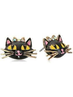 Women's Enchanted Forest Cat Stud Earrings