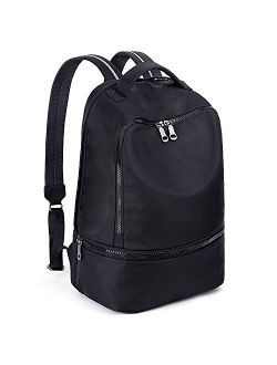 Fashion Nylon Backpack Functional School Gym Sport Hiking Bag Reflective Straps (Ace Black)