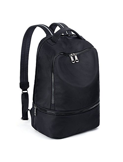 UTO Fashion Nylon Backpack Functional School Gym Sport Hiking Bag Reflective Straps (Ace Black)