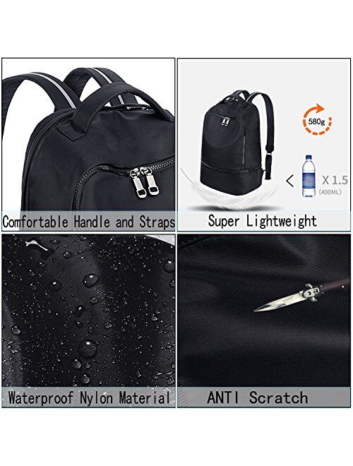 UTO Fashion Nylon Backpack Functional School Gym Sport Hiking Bag Reflective Straps (Ace Black)