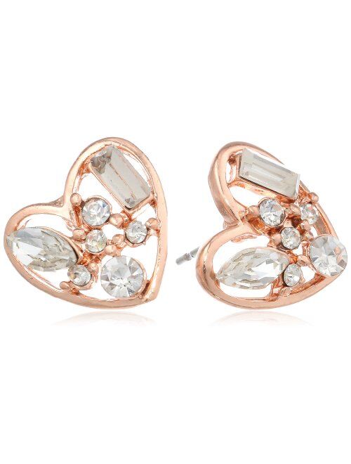 Betsey Johnson Crystal Heart Stud Earrings