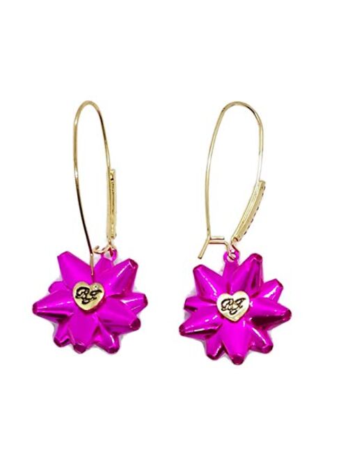 Betsey Johnson Pink Holiday Bow Earrings With Gift Box