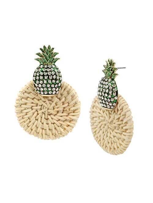 Betsey Johnson Pineapple Raffia Drop Earrings
