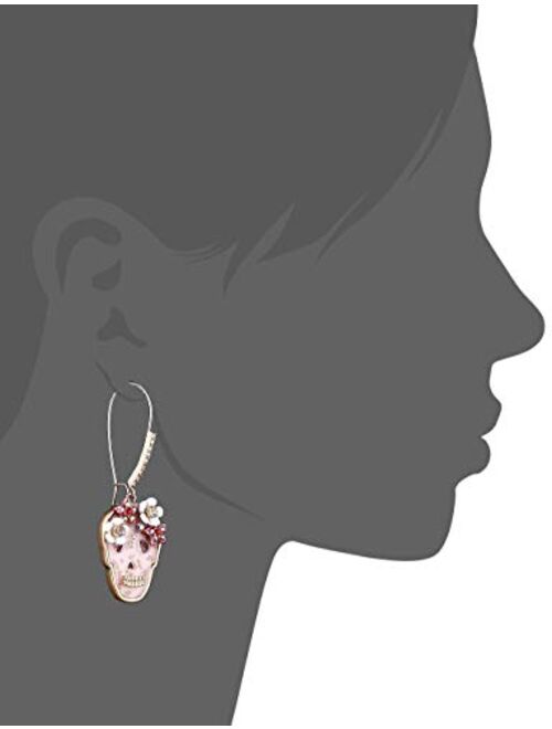 Betsey Johnson Floral Skull Dangle Earrings