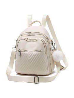 Backpack Purse for Women Fashion Mini Backpack Nylon Quilted Backpack Bookbag purse for Girls Shoulder Bag