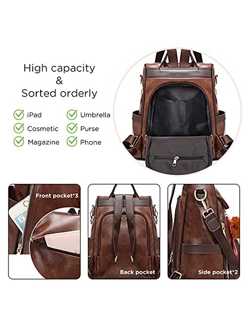 Women Backpack Purse Multipurpose Travel Bag Leather Backpack Shoulder Bag foe Girls