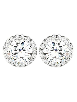 1-5 Carat Round Halo Diamond Earrings 14K Gold Value Collection Screw Back