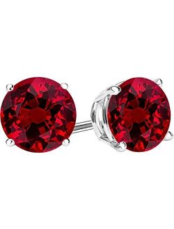 1/2-10 Carat Total Weight Natural Ruby Stud Earrings 4 Prong Push Back