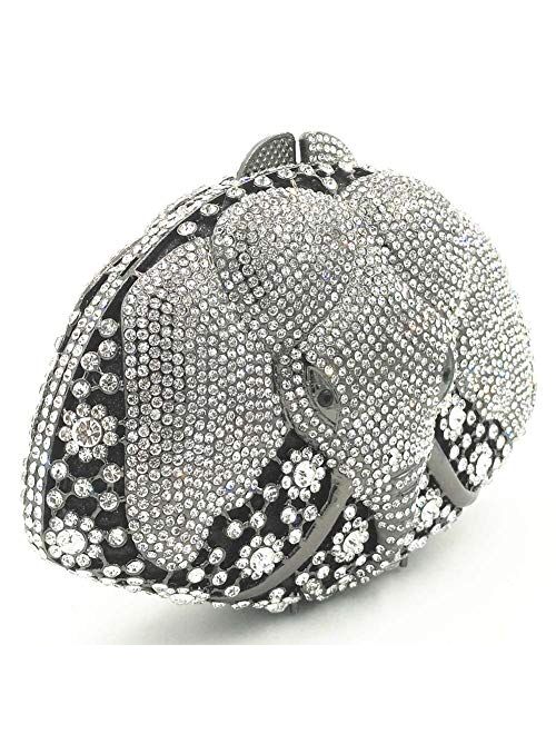 Womens Chain Evening-Bag Rhinestone Wedding Clutch-Purse Luxury Handbag Elephant