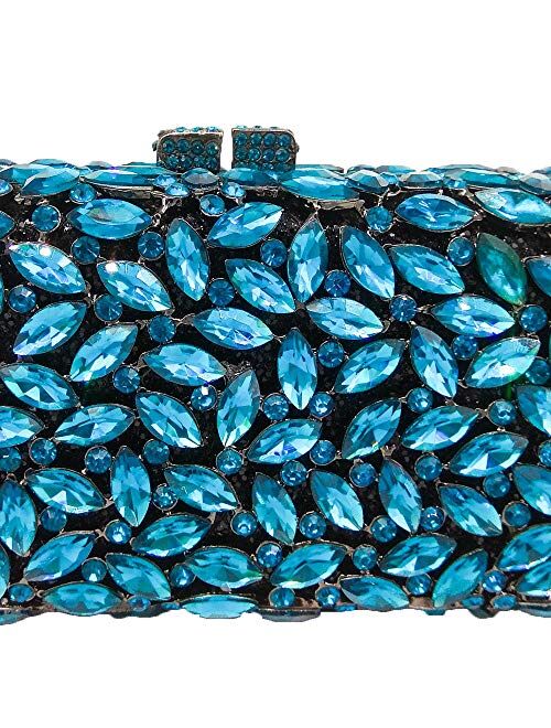 Boutique De FGG Bling Crystal Clutch Purses for Women Box Minaudiere Handbags Wedding Bag