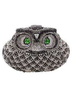 Women Rhinestone Handbag Wedding Ladies Evening-Bag Chain Luxury Clutch-Purse Owl