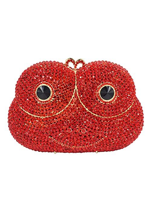 Womens Shoulder Evening-Bag Chain Diamond Bridal Clutch-Purse Luxury Handbag Frog