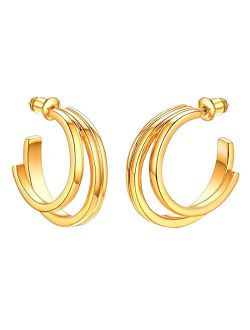 GoldChic Jewelry Gold Hoop Earrings-25mm-60mm 18K Gold Plated Chain/Crossover/Double Circle/Bobbled/Flower Hypoallergenic Hoop Earrings, [925 Sterling Silver Needle] for 