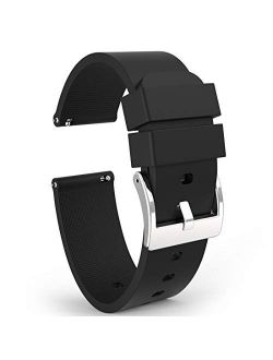 Wellfit Watch Strap, Soft Silicone Quick Release Watch Band, Stainless Steel Buckle, Choose Color & Width,18mm, 20mm, 22mm, Silky Smooth Rubber Watch Bands