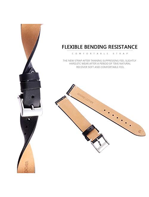BINLUN Genuine Leather Watch Straps Quick Release Leather Watch Bands with Stainless Metal Buckle Clasp for Men Women 12mm 14mm 16mm 18mm 20mm 22mm 24mm