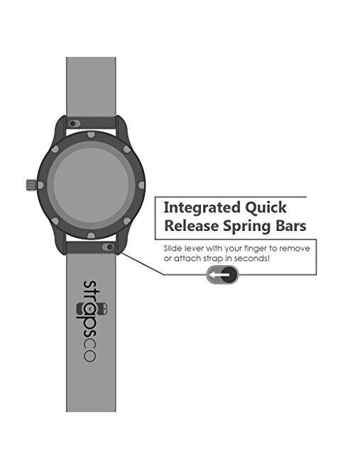 StrapsCo Perforated Leather Rally Quick Release Watch Band Strap - Choose Your Color - 18mm 20mm 22mm 24mm