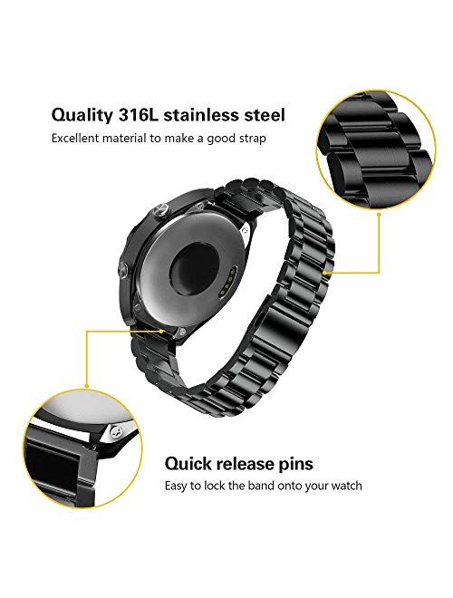 NotoCity Stainless Steel Metal Watch Band 16mm 18mm 20mm 22mm Quick Release Replacement Watch Strap for Mens Womens Sport Watchbands (Black, 16mm)