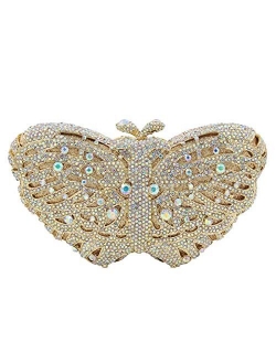 Ladies Elegant Evening-Bag Chain Crystal Wedding Clutch-Purse Party Handbag Butterfly