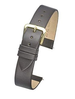 ALPINE Genuine thin leather watch band - flat slim leather watch strap in Extra Long Length for WIDER WRISTS ONLY- Black, Brown in Sizes 12XL, 14XL, 16XL, 18XL, 20XL (fit