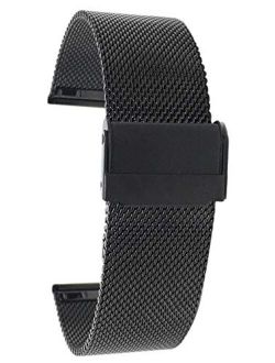 Bandini Stainless Steel Mesh Watch Band, Fine, Thin, Metal Mesh Watch Strap, Adjustable Length - Silver, Gold, Black and Rose Gold Tone - 8mm, 10mm, 12mm, 14mm, 16mm, 18m