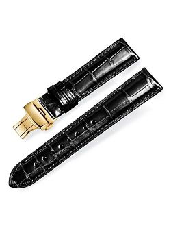 EHHE ZPF Real Alligator Leather Replacement Watch Strap Deployment Buckle for Men's Watch Band and Women's Watch Band 18mm-24mm