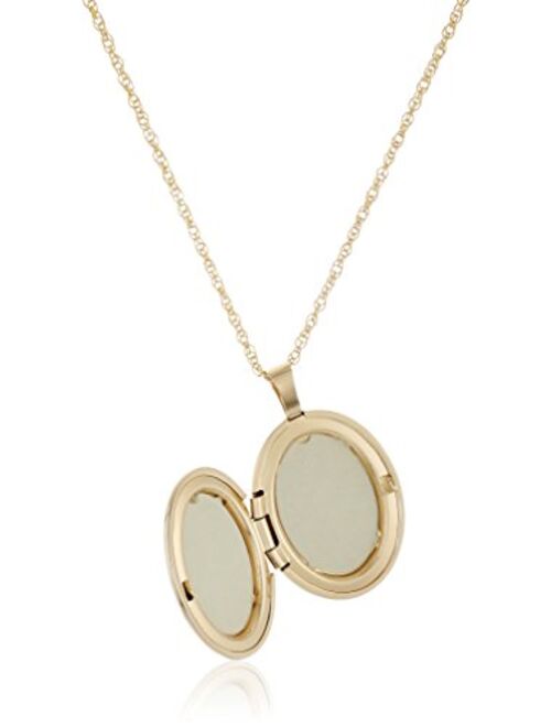 14k Gold-Filled Polished Oval Pendant with Genuine Diamond Locket Necklace, 18"