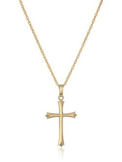 Amazon Collection Ladies' 14k Gold Filled Polished Embossed Cross Pendant Necklace, 18"