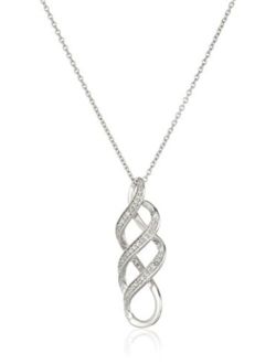 Sterling Silver Diamond Twist Pendant Necklace (1/10 cttw), 18"