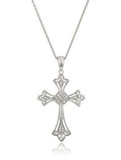 Sterling Silver Diamond Accent Cross Pendant Necklace, 18"