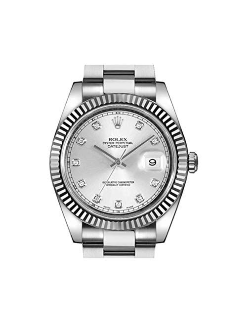 Rolex Datejust II 41mm Steel Silver Diamond Dial Men's Watch 116334