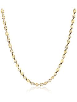 Sterling Silver 18k Gold Two Tone 2.3mm Twisted Butterfly Chain Necklace